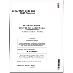 9330, 9430, 9530 and 9630 4WD Articulated Tractors (SN: up to 012999, Europe) Operators Manual (OMAR283044)