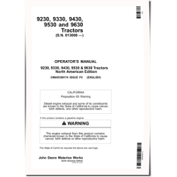 9230, 9330, 9430, 9530 and 9630 4WD Articulated Tractors (SN:013000-015999, N.America) Operators Manual (OMAR309174)