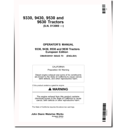 9330, 9430, 9530 and 9630 4WD Articulated Tractors (SN:013000-015999, Europe) Operators Manual (OMAR309181)