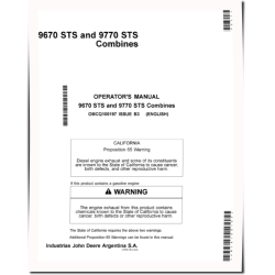 9670 STS and 9770 STS Combines manufactured in Argentina (South America) Operators Manual (OMCQ100197)