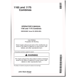 1165 (SN: up to 060005), 1175 and 1175 Hydro (SN: up to 060154) Combines (South America) Operators Manual (OMCQ34801)