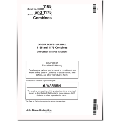 1165 (SN: from 060007) and 1175 (SN: 060155 - 091543) Combines (South America) Operators Manual (OMCQ66657)