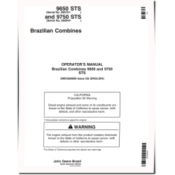 9650 STS (SN: from 060101) and 9750 STS (SN: from 060044) Combines (South America) Operators Manual (OMCQ69659)
