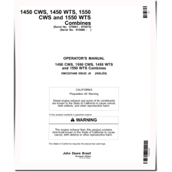1450 CWS, 1450 WTS, 1550 CWS and 1550 WTS Combines (SN: 070001-) (Europe) Operators Manual (OMCQ70468)