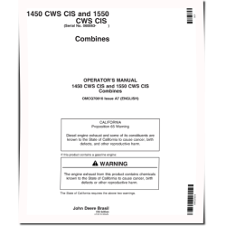 1450 CWS and 1550 CWS Combines (SN: from 060063) (CIS) Operators Manual (OMCQ70816)