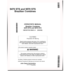 9470 STS and 9570 STS Brazilian Combines (South America) Operators Manual (OMCQ73748)