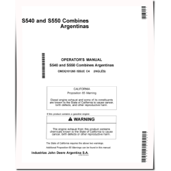 S540 and S550 Combines (SN: 000001 - 120099) (South America) Operators Manual (OMDQ101265)