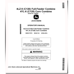4LZ-9 (C120) Grain Combines; 4YL-6 (C120) Corn Combines (SN: from 020000) (Asia) Operators Manual (OMDX17079)