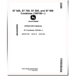 S7 600, S7 700, S7 800 and S7 900 Combines (SN: 160100 - 165099) (South America) Operators Manual (OMDXE14355)