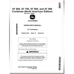 S7 600, S7 700, S7 800 and S7 900 Combines (SN: 835001 - 840000) (North America) Operators Manual (OMDXE14950)