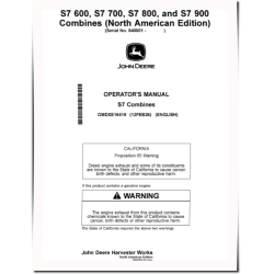 S7 600, S7 700, S7 800 and S7 900 Combines (SN: from 840001) (North America) Operators Manual (OMDXE16419)