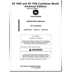 X9 1000 and X9 1100 Combines (SN: 840001 - 845000) (North America) Operators Manual (OMDXE16421)