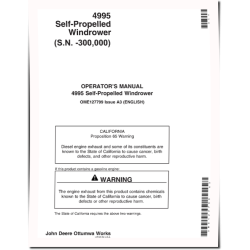 4995 Self-Propelled Windrowers (SN: up to 300000) Operators Manual (OME127799)