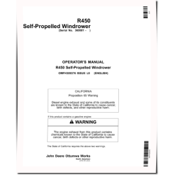 R450 Self-Propelled Windrowers (SN: 360001 - 371200) (North America) Operators Manual (OMFH309376)