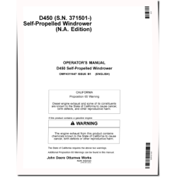 D450 Self-Propelled Windrowers (SN: 371501 - 381500) (North America) Operators Manual (OMFH311647)
