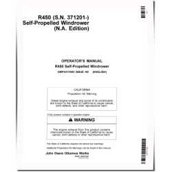 R450 Self-Propelled Windrowers (SN: 371201 - 380500) (North America) Operators Manual (OMFH311693)