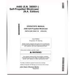 A400 Self-Propelled Windrowers (SN: from 380001) (North America) Operators Manual (OMFH314460)