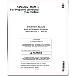 R450 Self-Propelled Windrowers (SN: from 380501) (North America) Operators Manual (OMFH314477)