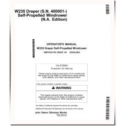 W235 Draper Self-Propelled Windrowers (SN: from 400001) (North America) Operators Manual (OMFH321103)