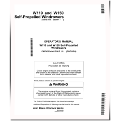 W110 and W150 Self-Propelled Windrowers (SN: 390001 - 490049) Operators Manual (OMFH322494)