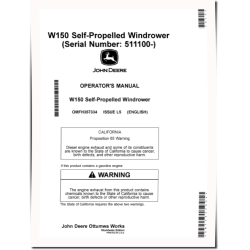 W150 Self-Propelled Windrowers (SN: from 511100) Operators Manual (OMFH357334)