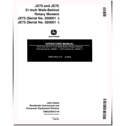 JE75 (SN:020001-030000) and JX75 (SN:030001-200000) Walk-Behind Mowers (North America) Operators Manual (OMGC00313)