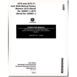 JE75 (SN:020001-030000) and JX75 (SN:030001-200000) Walk-Behind Mowers (Export Edition) Operators Manual (OMGC00314)