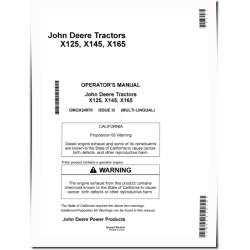 X125, X145 and X165 (SN: 050001-058000) Lawn Tractors (Export Edition) Operators Manual (OMGX24970)
