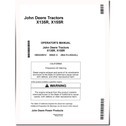 X135R and X155R (SN: 050001-058000) Lawn Tractors (Export Edition) Operators Manual (OMGX25012)