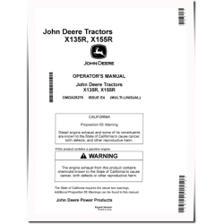 X135R and X155R (SN: 058001-100000) Lawn Tractors (Export Edition) Operators Manual (OMGX25276)