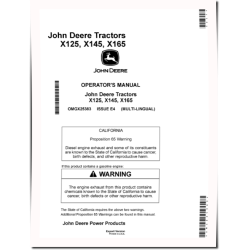 X125, X145 and X165 (SN: 058001-100000) Lawn Tractors (Export Edition) Operators Manual (OMGX25383)