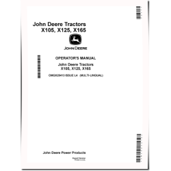 X105, X125 and X165 (SN: 100001-700000) Lawn Tractors (Export Edition) Operators Manual (OMGX25413)