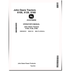 X105, X125 and X165 (SN: 700001-800000) Lawn Tractors (Export Edition) Operators Manual (OMGX26101)