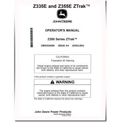 ZTrak Z335E and Z355E (SN: 010001-050000) Zero-Turn Mowers (North America) Operators Manual (OMGX26258)
