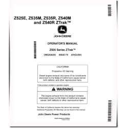ZTrak Z525E, Z535M, Z535R, Z540M and Z540R (SN: 010001-050000) Zero-Turn Mowers (North America) Operators Manual (OMGX26263)