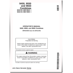 9450 (SN: from 700101), 9550 (SN: from 700201) and 9650 (SN: from 700301) Combines Operators Manual (OMH205906)