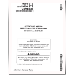 9650 STS (SN: from 700501) and 9750 STS (SN: from 700601) Combines (North America) Operators Manual (OMH205908)