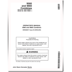 9560 (SN: 705201 - 710200) and 9660 (SN: 705301 - 710300) Combines Operators Manual (OMH208517)