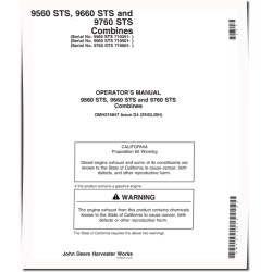 9560 STS (SN:710251-715301), 9660 STS (SN:710501-) and 9760 STS (SN:710601-715500) Combines Operators Manual (OMH215847)