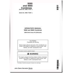 9560 (SN: from 715101) and 9660 (SN: from 715201) Combines Operators Manual (OMH219418)