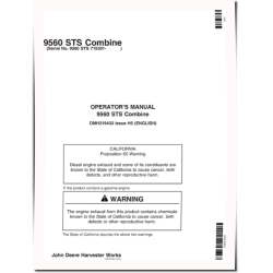 9560 STS Combines (SN: 715301 - 720100) Operators Manual (OMH219433)
