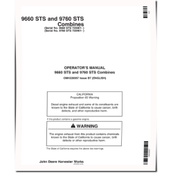 9660 STS (SN: from 720301) and 9760 STS (SN: from 720401) Combines Operators Manual (OMH226957)