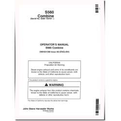 S560 Combines (SN: 725101 - 730100) (Europe) Operators Manual (OMH231308)