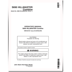 HillMaster S690 Combines (SN: 725101 - 730100) (Europe) Operators Manual (OMH231551)