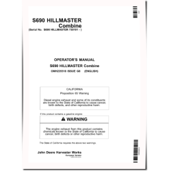 HillMaster S690 Combines (SN: 730101 - 735700) (Europe) Operators Manual (OMH235518)