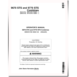9670 STS (SN: 735201 - 740100) and 9770 STS (SN: 735301 - 740100) Combines Operators Manual (OMHXE13769)
