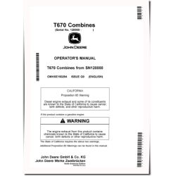 T670 Combines (SN: 120000 - 129999) (North America) Operators Manual (OMHXE150294)
