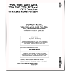 C670, T550, T560, T660, T670, W540, W550, W650, W660 Combines (SN:085500-101999) (Europe) Operators Manual (OMHXE17664)