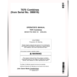 T670 Combines (SN: 085500 - 109999) (North America) Operators Manual (OMHXE17702)