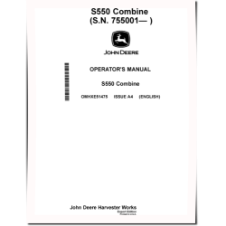S550 Combines (SN: from 755001) (Export Edition) Operators Manual (OMHXE51475)